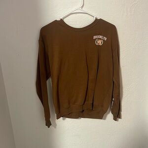 Brooklyn brown sweatshirt with graphics on back and arm